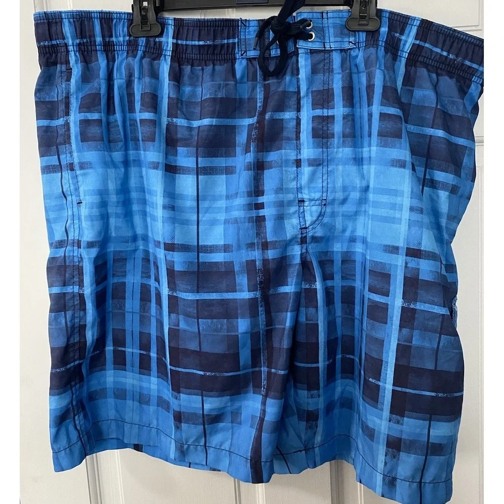 Men's Sonoma XXL‎ Multi Blue Swim Trunks Shorts Bathing Suit Drawstring Pockets